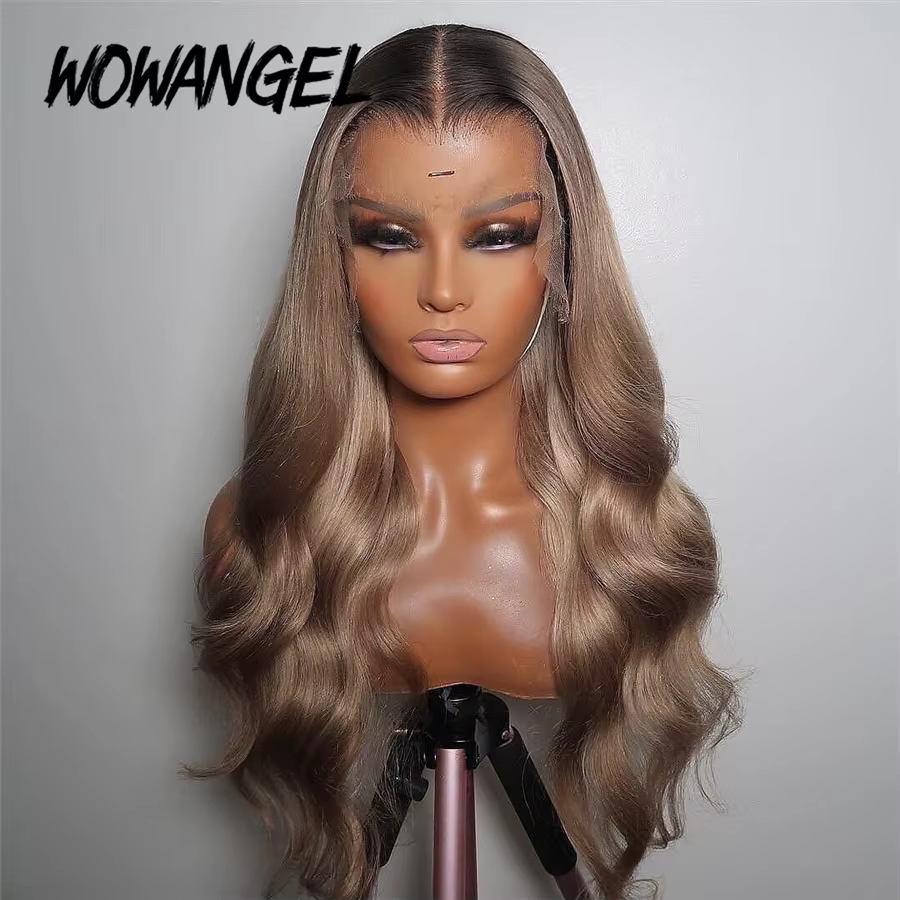 34inch Ash Blonde Body Wave Real HD Lace Front Perruque de cheveux humains Melt Skins 13x6 Full Lace
