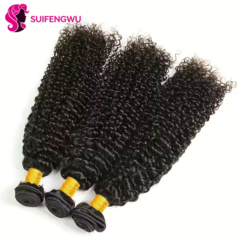 14A Kinky Curly Tissage Cheveux Humains Avec Fermeture 4X4 HD Closure Human Hair meche Tissages brés