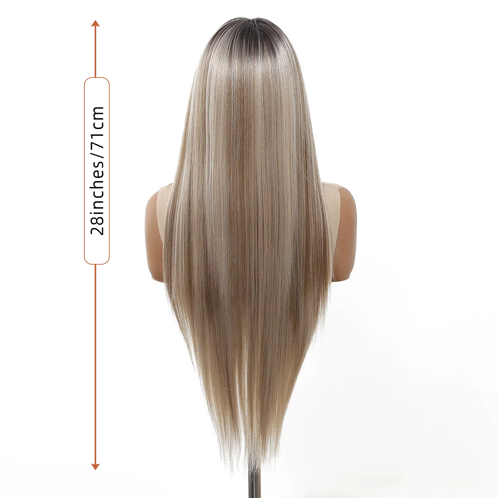 HAIRCUBE – perruque Lace Wig synthétique lisse brune ombrée, naissance des cheveux naturelle, 13x6,