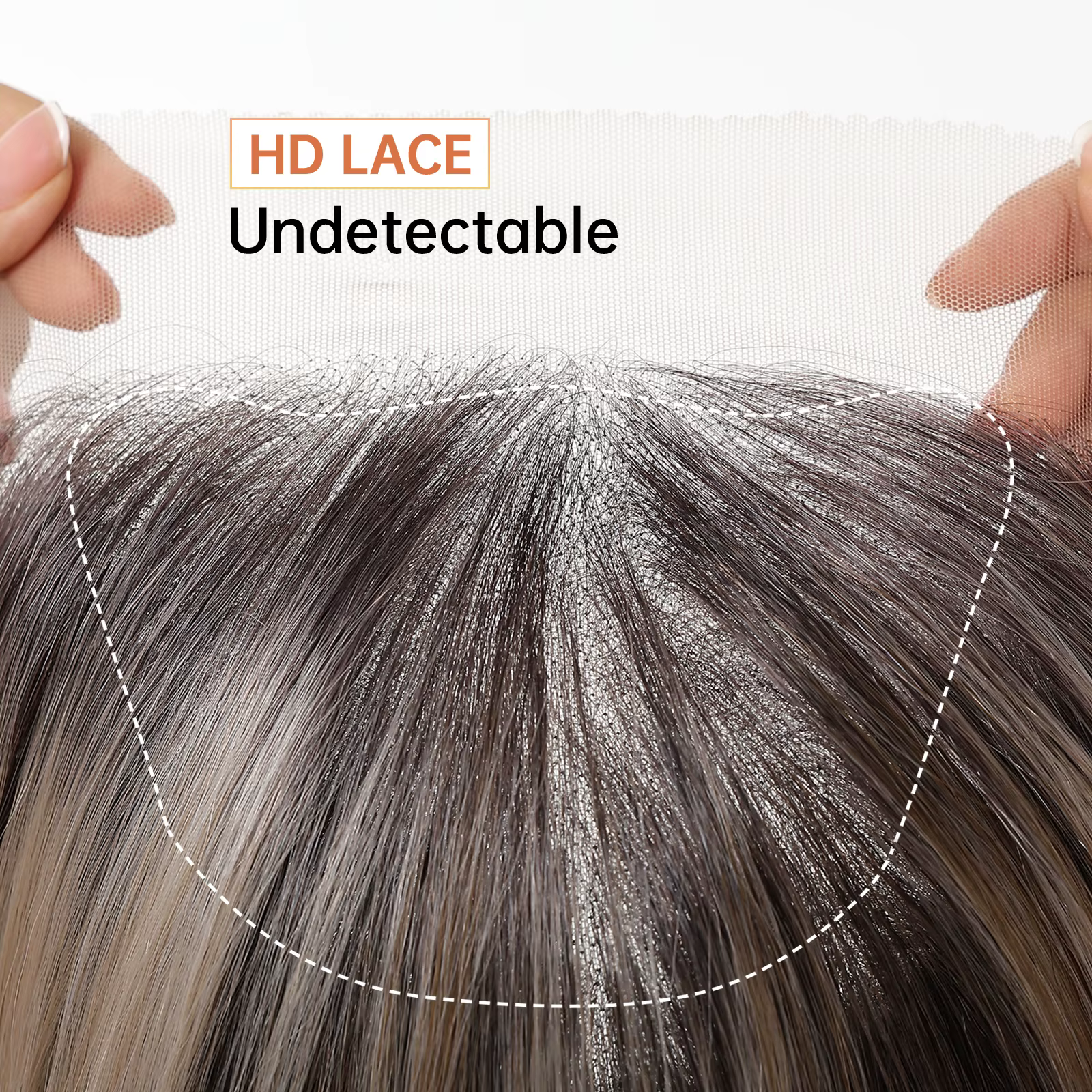 HAIRCUBE – perruque Lace Wig synthétique lisse brune ombrée, naissance des cheveux naturelle, 13x6,