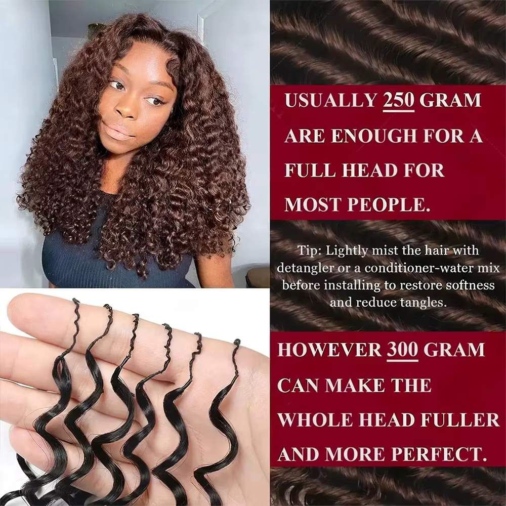 Nexora Cheveux Humains au Crochet Brun Chocolat Ondulations Profondes et Ondulations d'Eau Pré-boucl