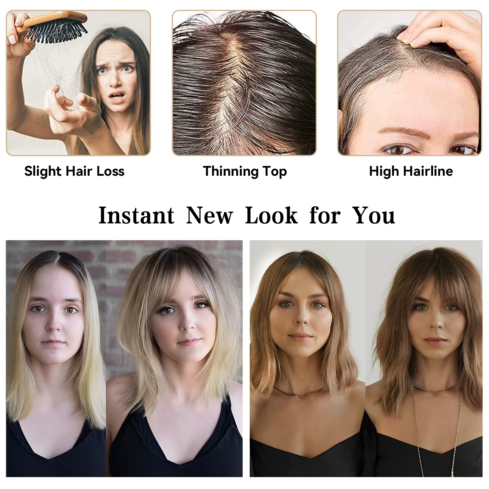 Femmes cheveux humains Toppers partie centrale Ombre brun clair blond toupet humain pièces de cheveu
