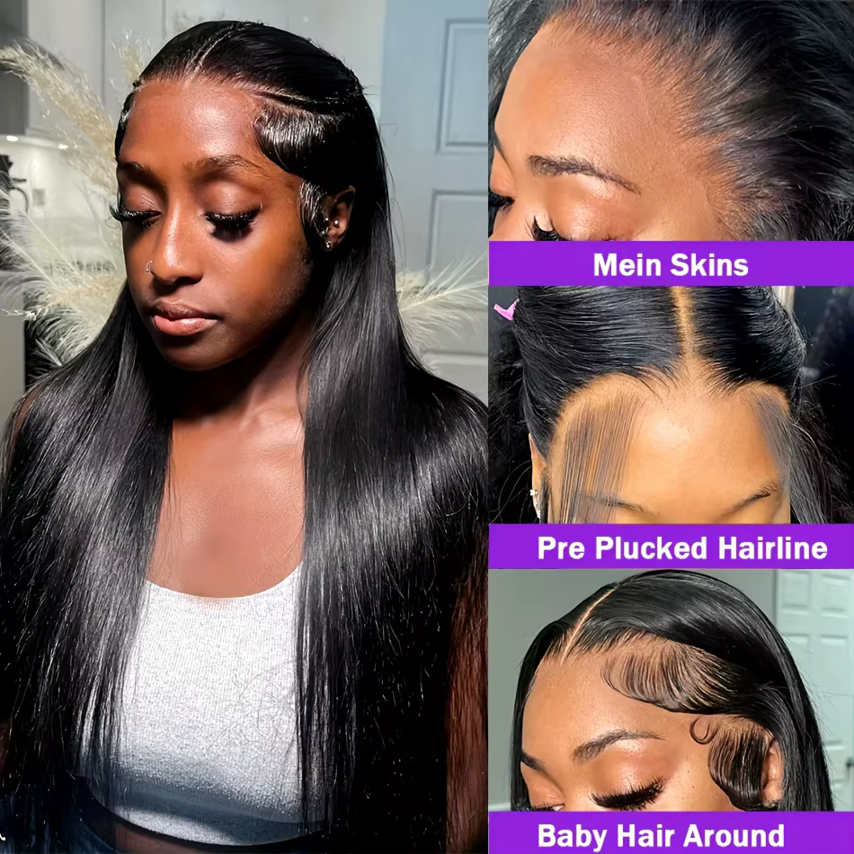 Perruque Lace Frontal Wig brésilienne naturelle, cheveux lisses, 13x6, Hd, 30 ou 40 pouces, 13x4, pr