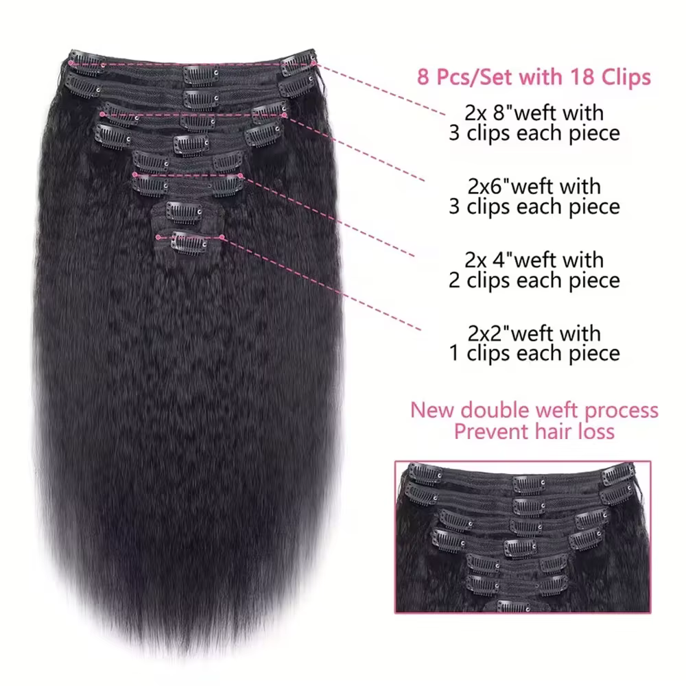 Extensions de cheveux humains lisses et bouclés, couleur naturelle, en cheveux humains brésiliens Re