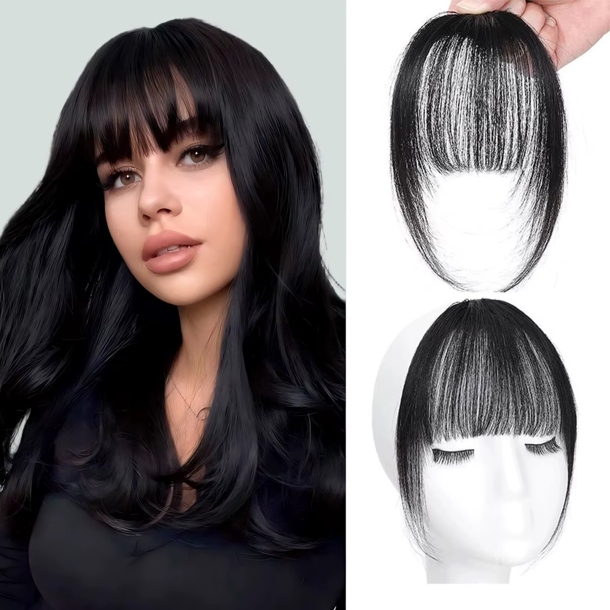 Franges françaises à clipser en cheveux humains avec tempes pour femmes, cheveux Remy, frange avec t