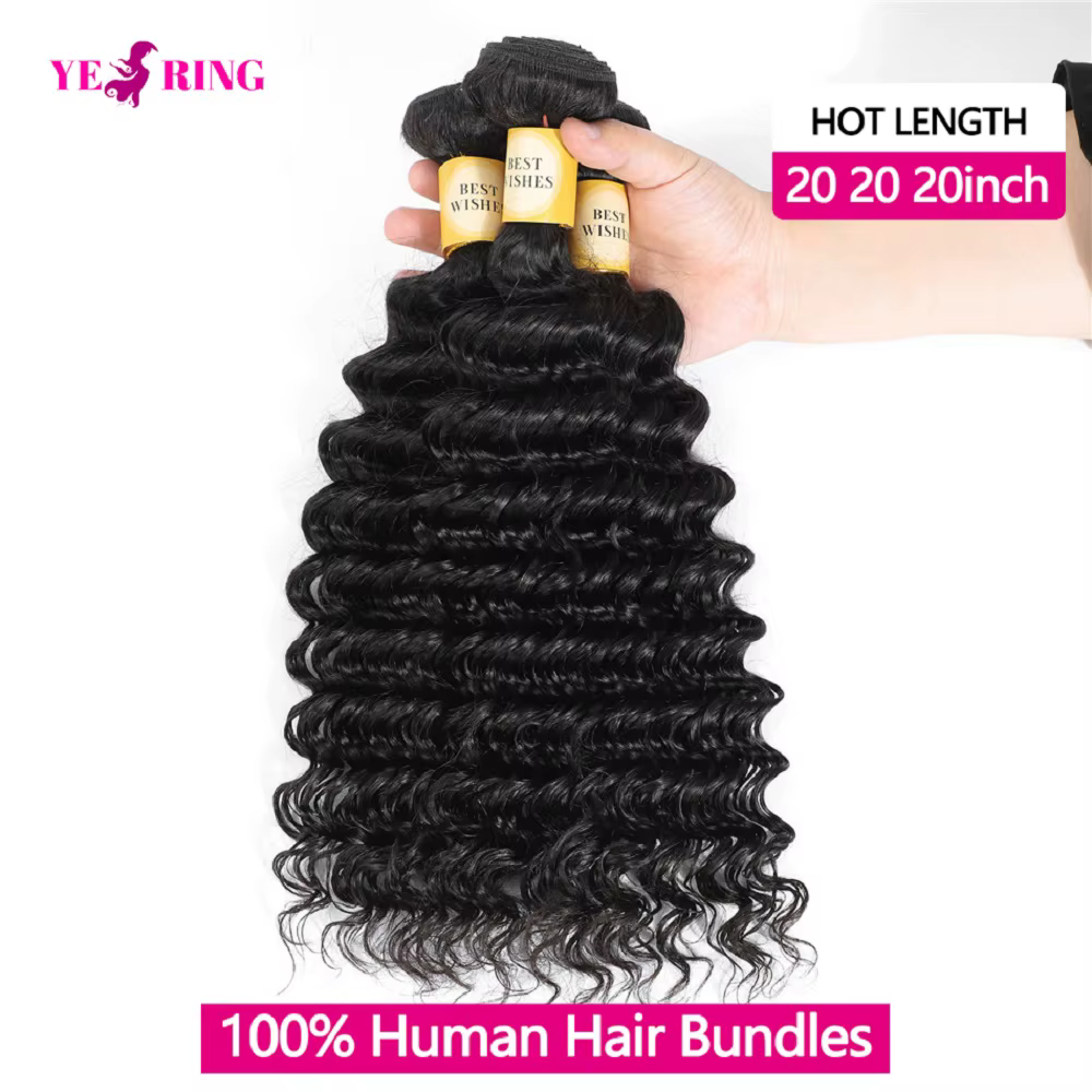 Paquets de cheveux humains de vague profonde 12A brésilien portant des paquets d'extensions de cheve