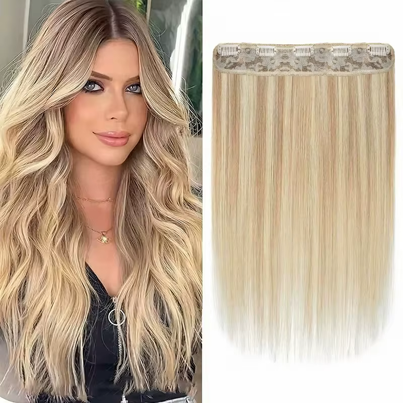 Extensions de cheveux brésiliens 100% naturels, lisses, avec 5 clips sécurisés, 1 pièce, #8/613