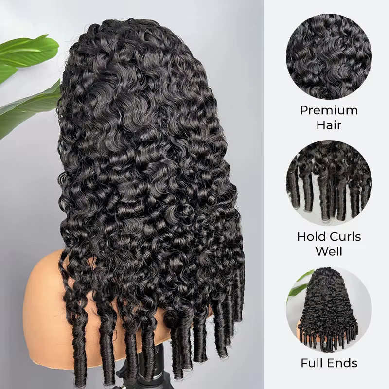 250% perruques sans colle cheveux humains birman bouclés bandeau perruque mise à niveau 3 en 1 demi-