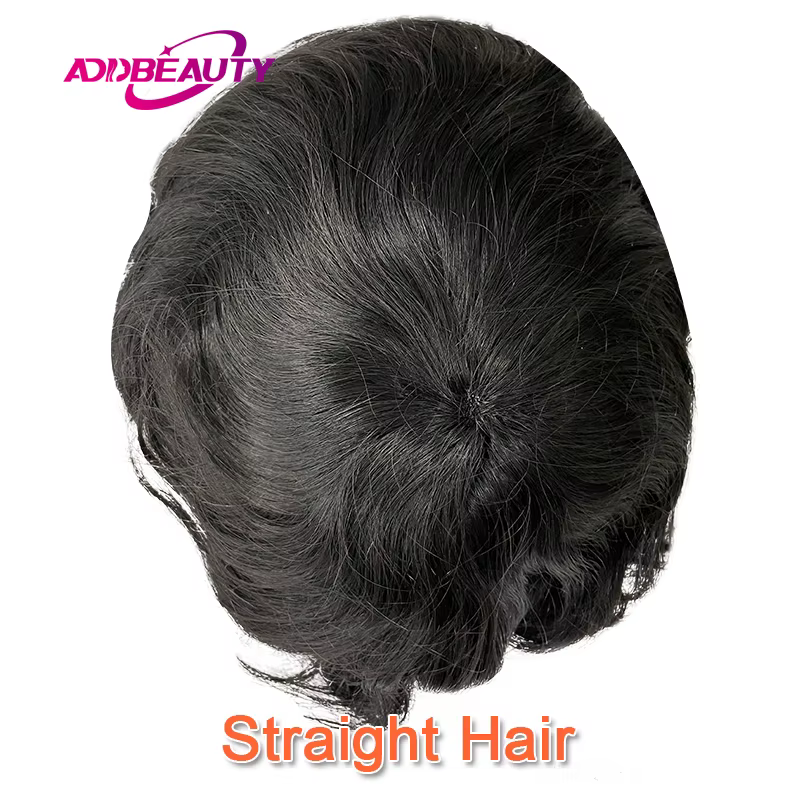 Hommes toupet cheveux humains Fine Mono NPU indien perruques de cheveux humains pour homme Afro syst
