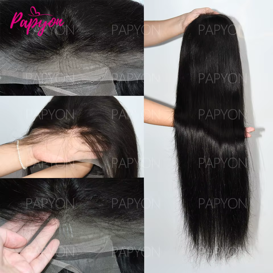 200% Density 30 Pouces Lisse Perruques Cheveux Humains 13X6 Perruque Brazilian HD Transparent Lace