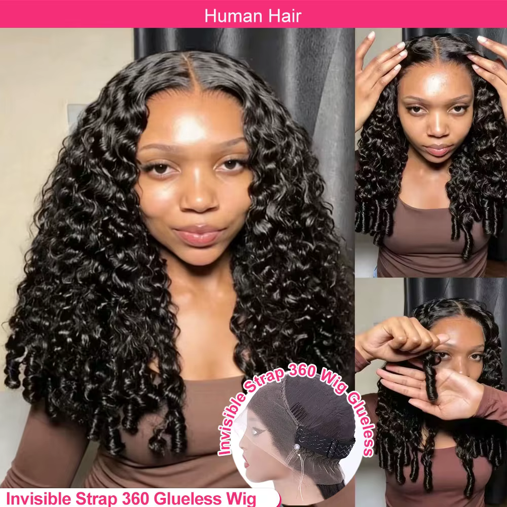 Perruque Invisible HD 360 Full Lace, Densité 250, Pré-coupée, Perruque Frontale 360 Lace, Cheveux Hu