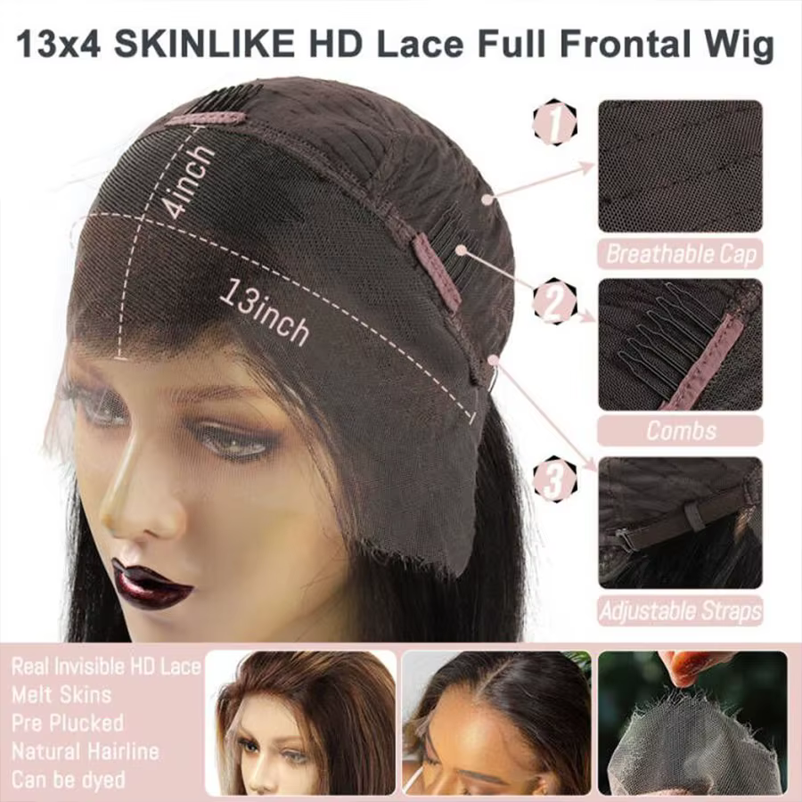 BEEOS-Perruque Brésilienne Bouclée et Ondulée pour Femme, Cheveux Naturels, Pre-plucked, 360 HD, 13x