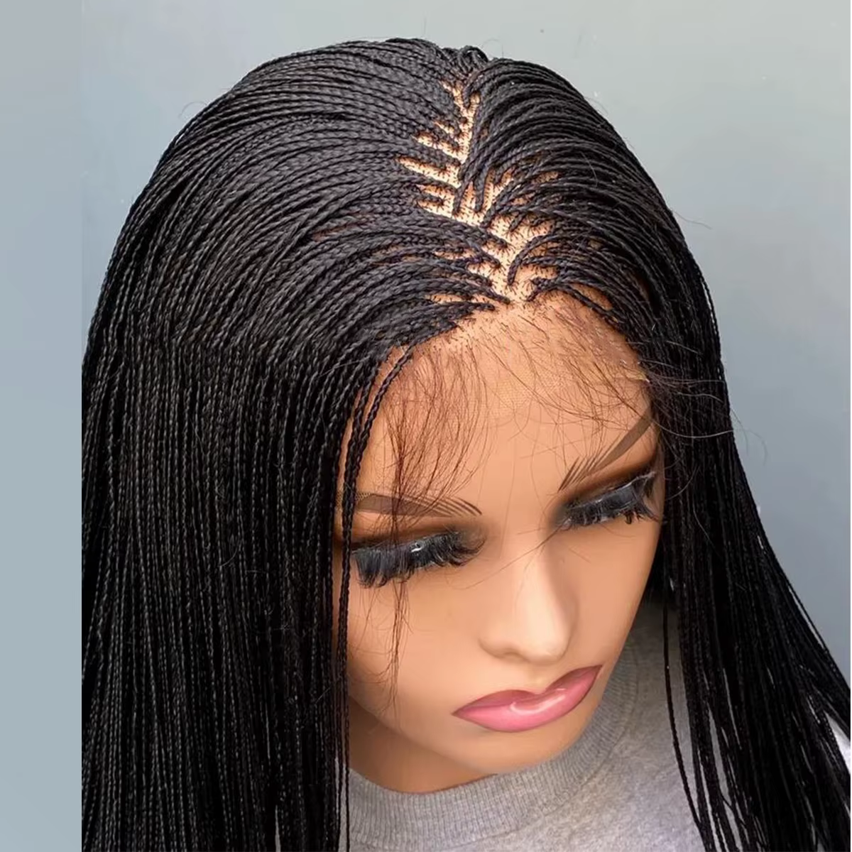 Perruque tressée sans colle avec micro-tresses sur dentelle HD 5x5, perruque personnalisable à petit