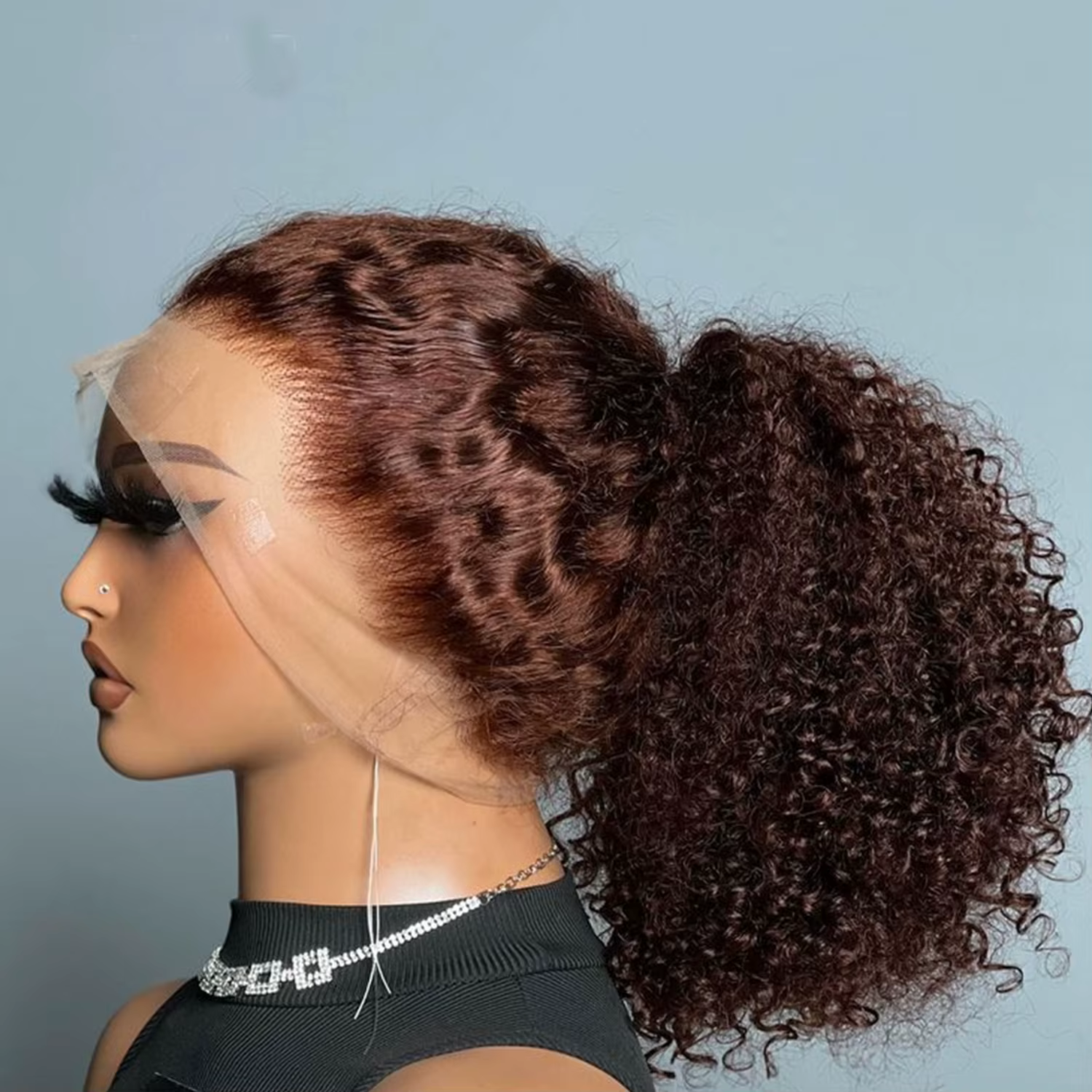 Perruque Lace Front Wig 360 naturelle, bretelles invisibles, brun chocolat, Full Hd, densité 200%, D
