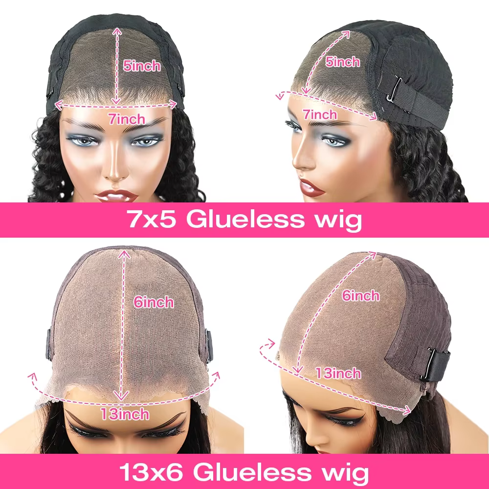 13x6 HD sans colle droite perruques de cheveux humains 7x5 porter et aller dentelle frontale perruqu