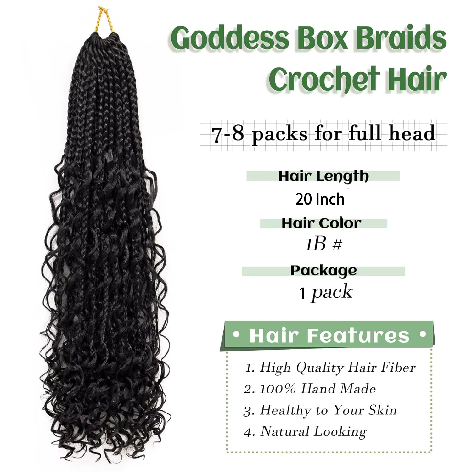 Tresses synthétiques en boîte de déesse, cheveux au Crochet avec extrémités bouclées, Extensions cap