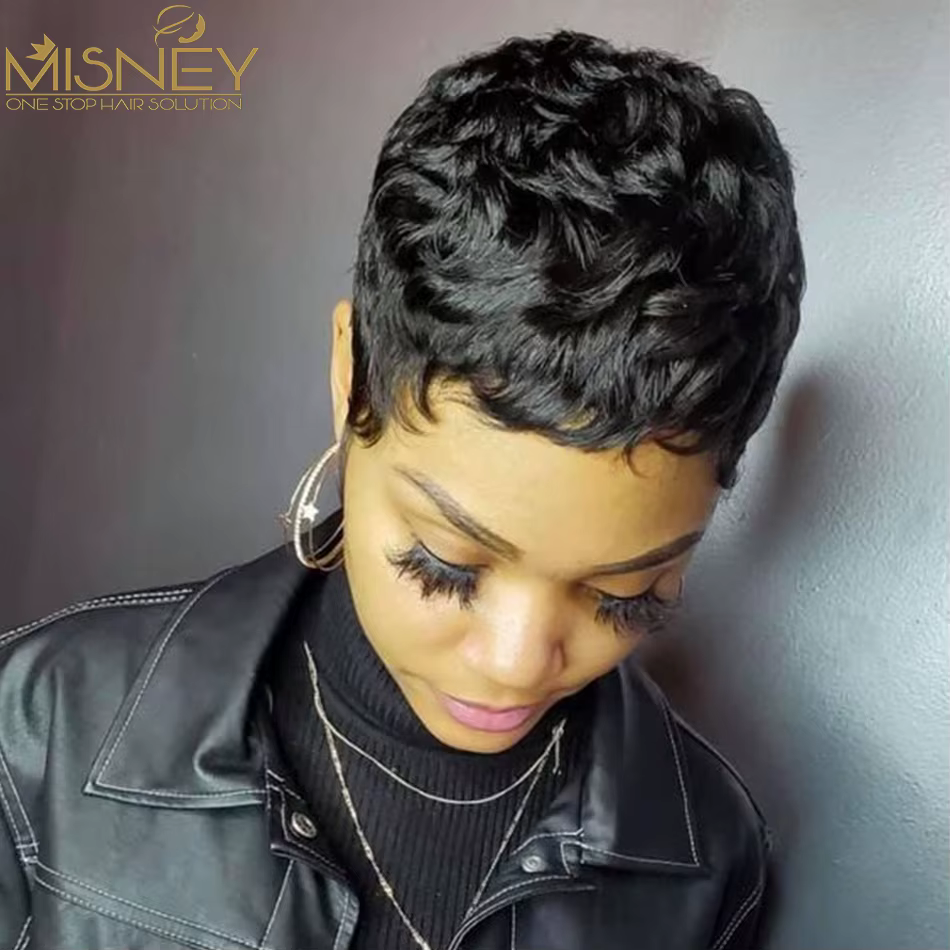 Perruques de cheveux humains droites courtes Bob couleur naturelle cheveux brésiliens Remy coupe de