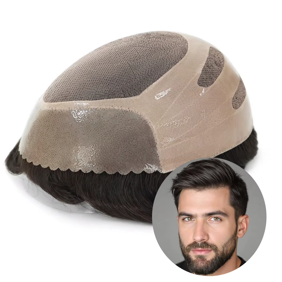 Système capillaire pour hommes en base fine et mono, 100% cheveux humains, respirant et durable, pro