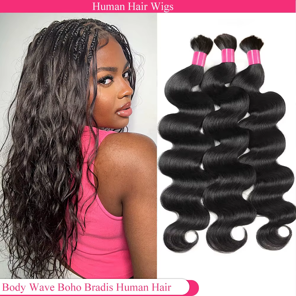 Extensions de cheveux humains en vrac pour tresses bohèmes, cheveux bruts, ondulés, 100g