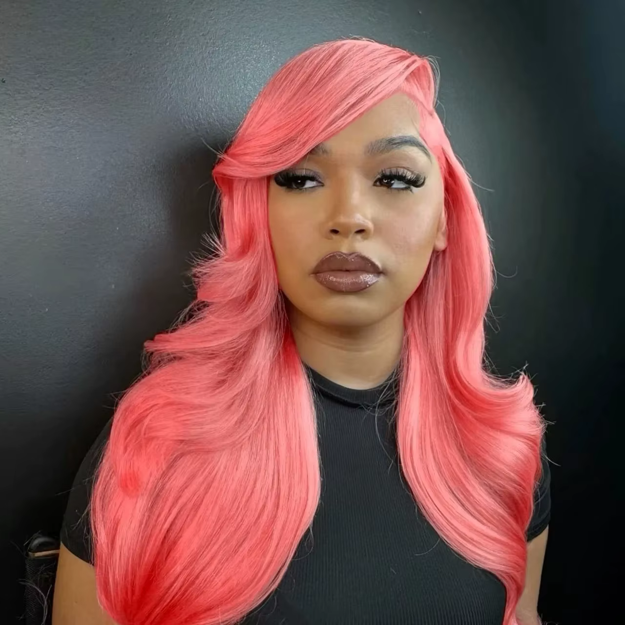 Sophia-Perruque Lace Front Wig naturelle brésilienne, cheveux lisses, pre-plucked, couleur rose, 13x