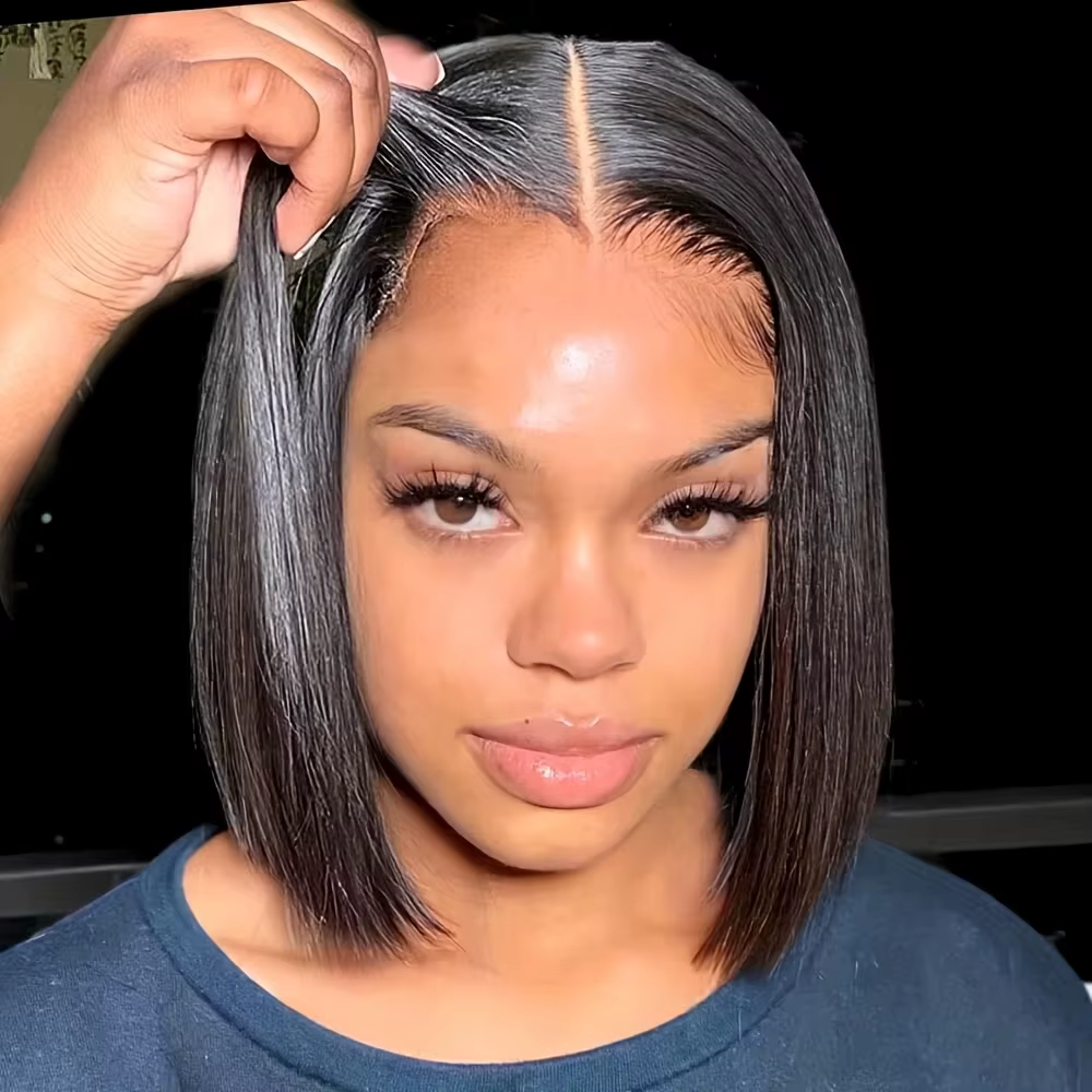 Perruque Bob sans colle en cheveux humains, perruques courtes Bob à porter directement pour femmes, 