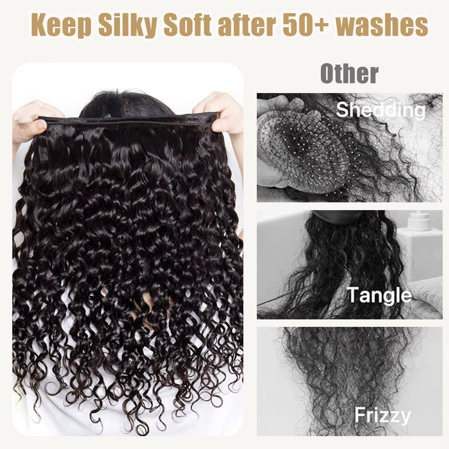 Extensions de cheveux humains brésiliens naturels, bouclés profonds, en lots de 24, 26 et 28 pouces