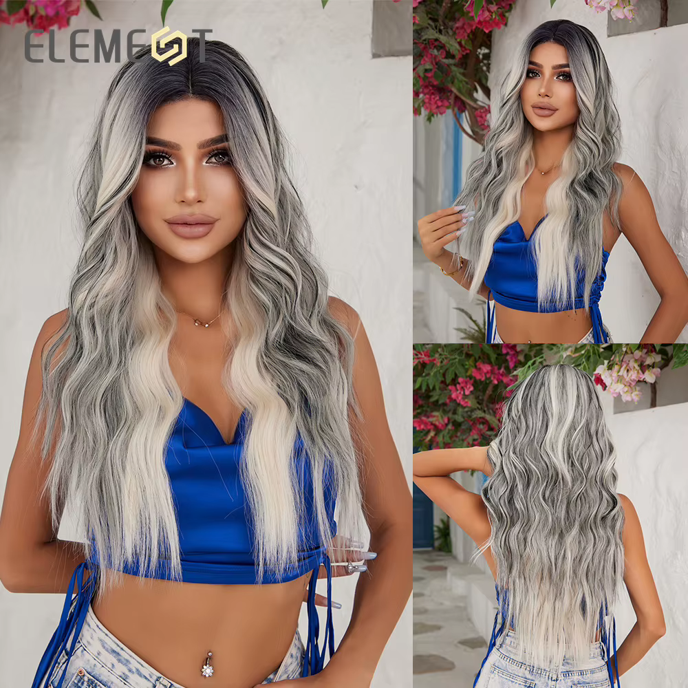 ELEMENT-Perruque synthétique bouclée et ondulée pour femme et fille, accessoire de coiffure style ba