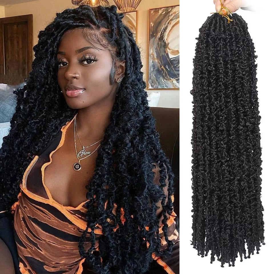 Extensions de cheveux au crochet Butterfly Locs, tresses synthétiques pré-bouclées, tresses au croch