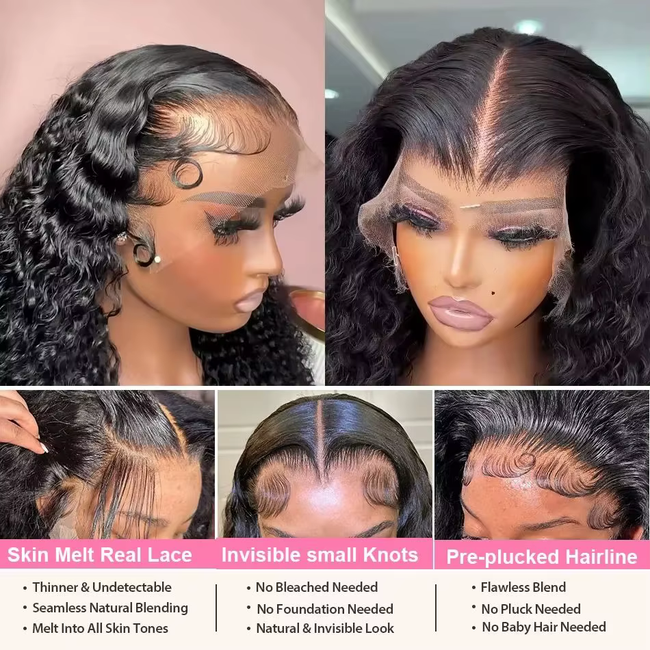 Perruque Lace Front Wig Brésilienne Naturelle Bouclée, Cheveux Humains, 13x6 HD, 13x4, 40 Pouces, Ha