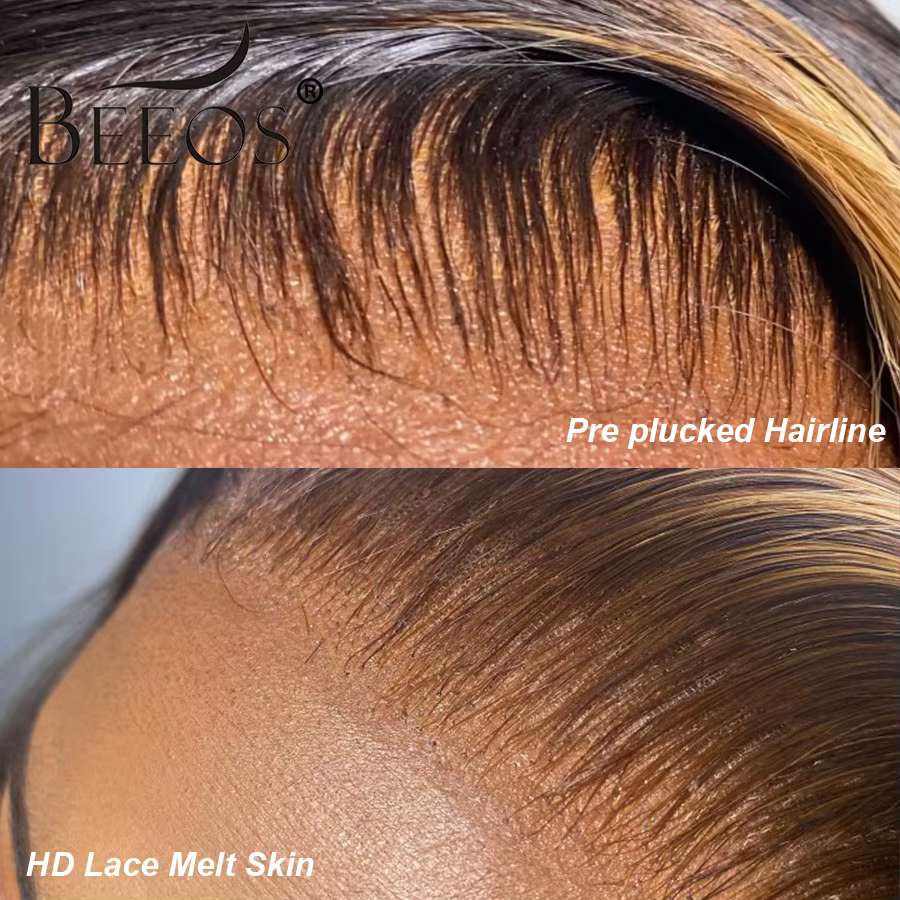 Perruque Lace Front Wig Body Wave Brésilienne Naturelle, Cheveux Humains, Transparent HD, Blond Miel