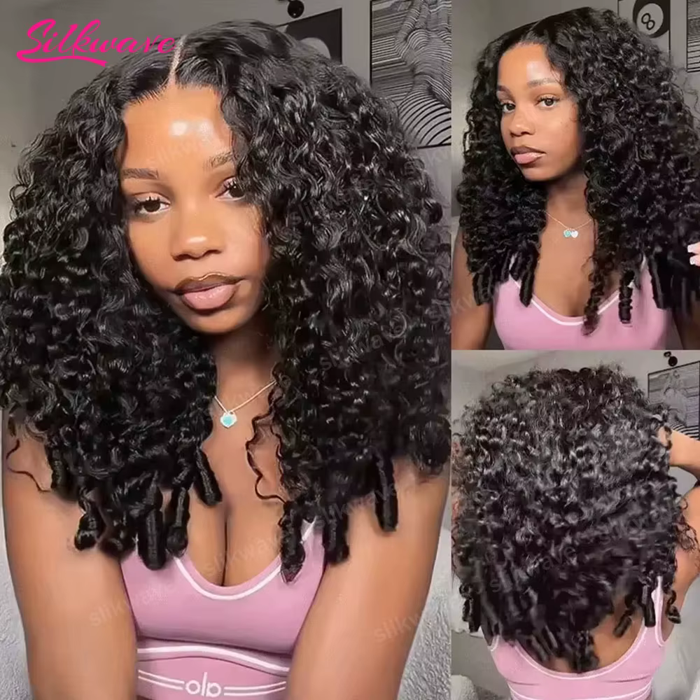 Silkwave 30 40 pouces birman bouclés perruque de cheveux humains Hd dentelle 13x6 vague profonde fro