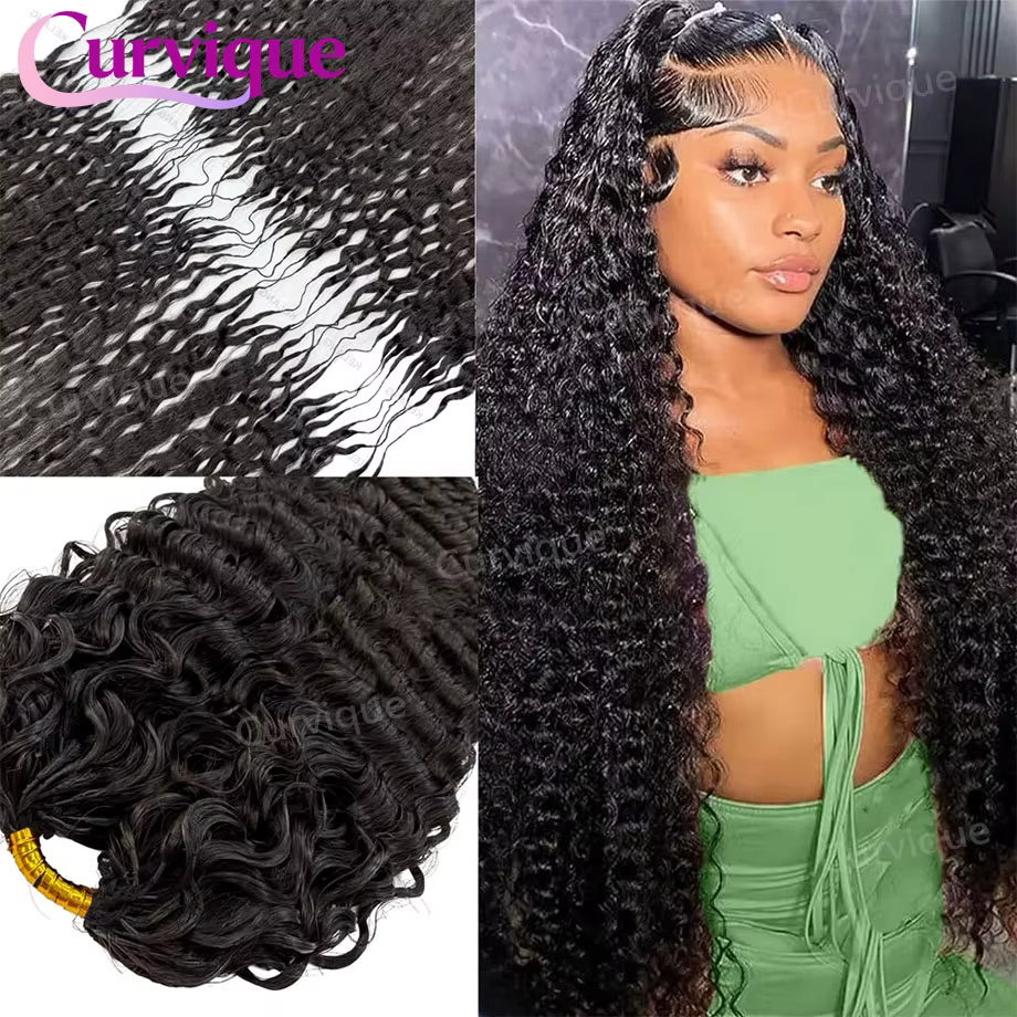 Extensions de cheveux humains bouclés au crochet, pré-séparées, sans nœuds, ondulations profondes, p