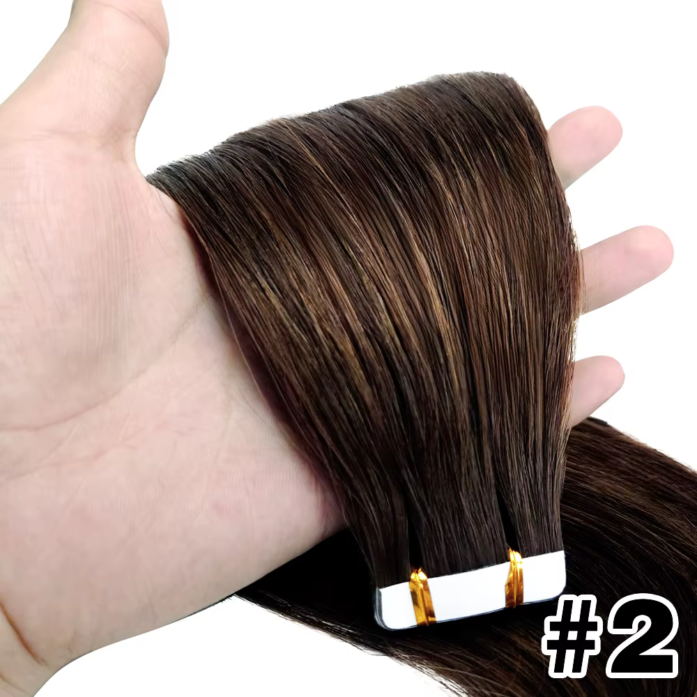 Extensions de cheveux humains à bandes adhésives, lisses, brésiliennes, 2,5g, 20 pièces, 50g, 100% c