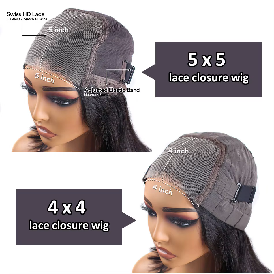 WiggKnitting-Perruque de Cheveux Humains Lisses Sophia, Pré-Plumé, Prêt à vitation, 4 Tages, 5x5 HD,