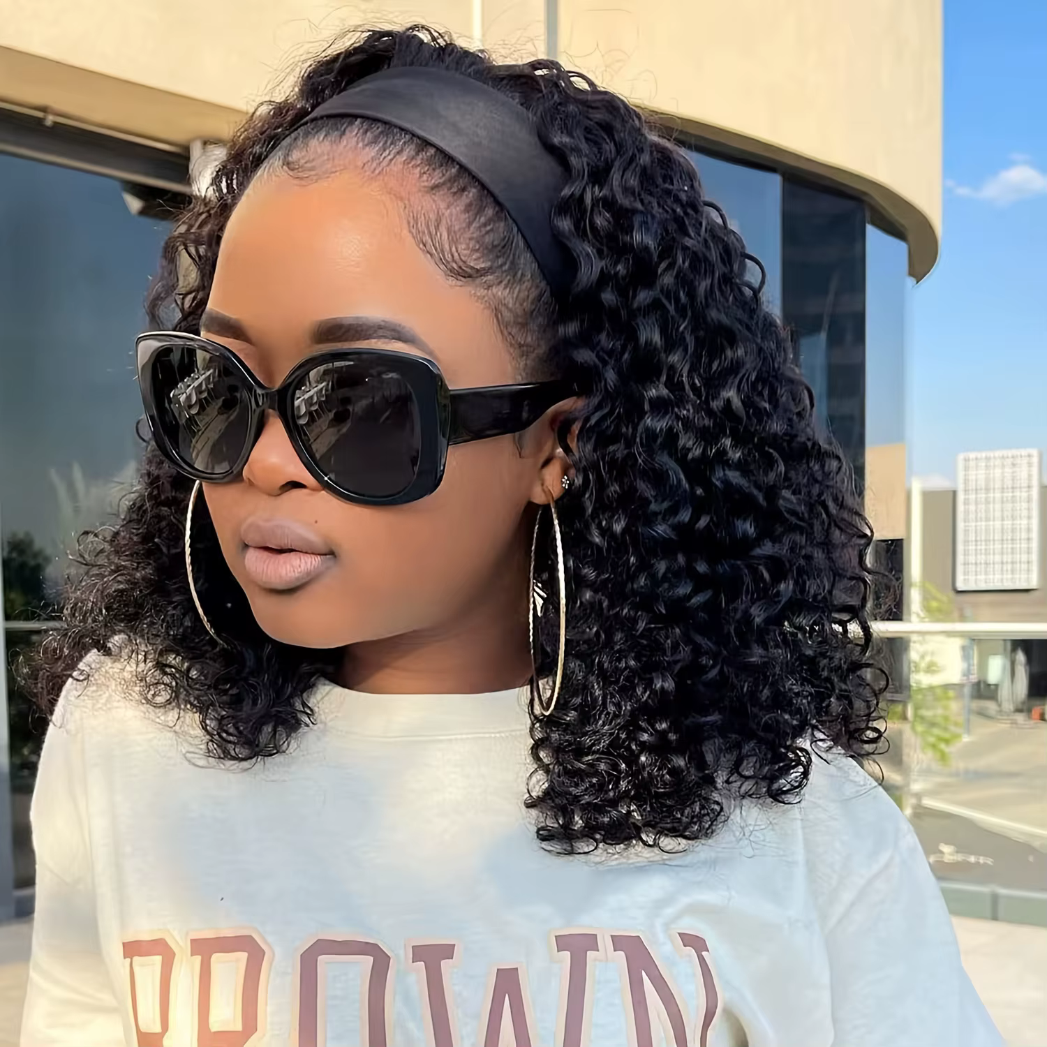 Perruque Bob bouclée en cheveux humains, bandeau ondulé profond, 100% vrais cheveux Bobo, entièremen