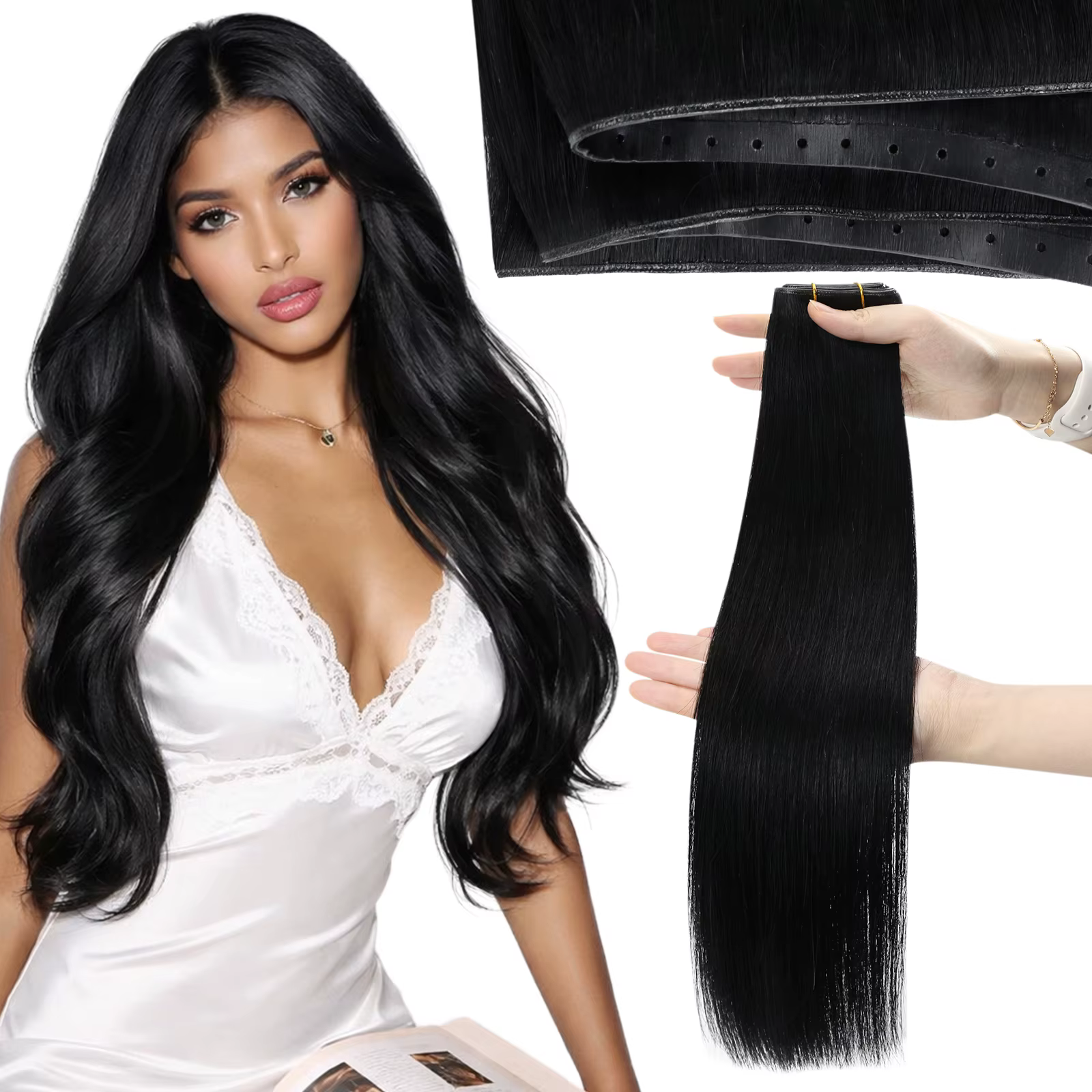 Extensions de cheveux Moresoo Butterfly Weft en cheveux humains véritables, pour ajouter longueur et