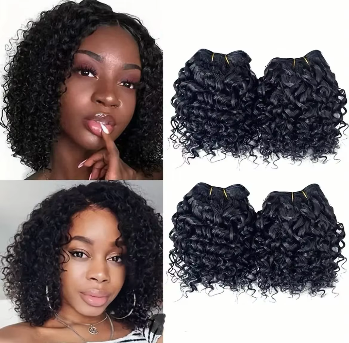 Extensions de cheveux synthétiques Jerry Curly, bouclés crépus, style bob court, blond miel, 8-10 po