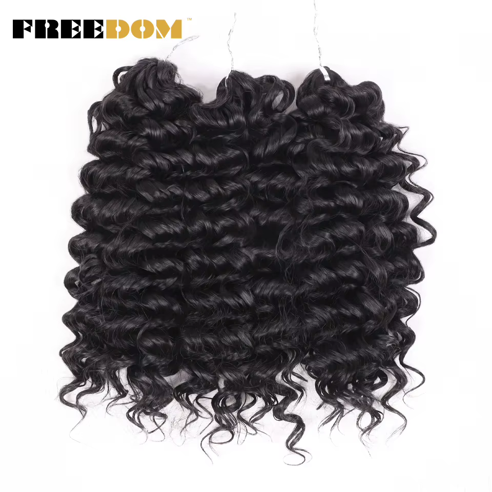 FREEDOM synthétique vague bouclée tressage Extensions de cheveux 12 pouces profond bouclés tresse ch