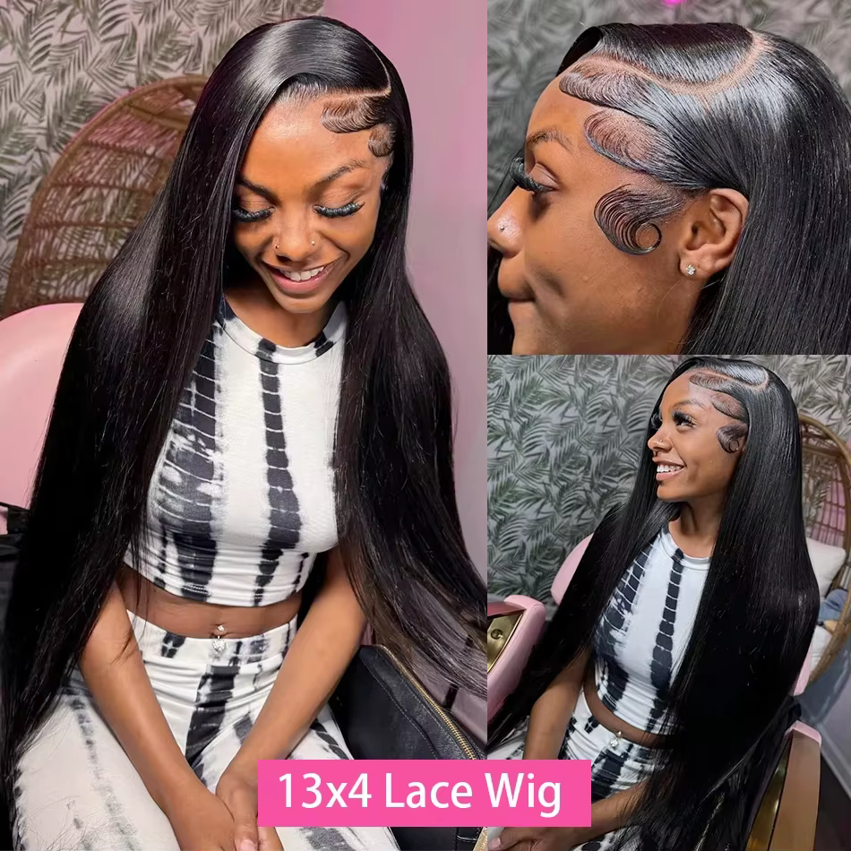 Perruques de cheveux humains lisses de 30 à 36 pouces, perruque frontale en dentelle HD 13x6, perruq