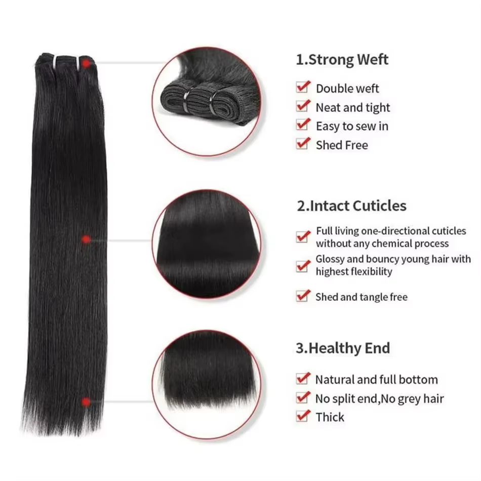 Extensions de cheveux humains brésiliens vierges, lisses, couleur naturelle, 30-36 pouces, 1, 3 ou 4
