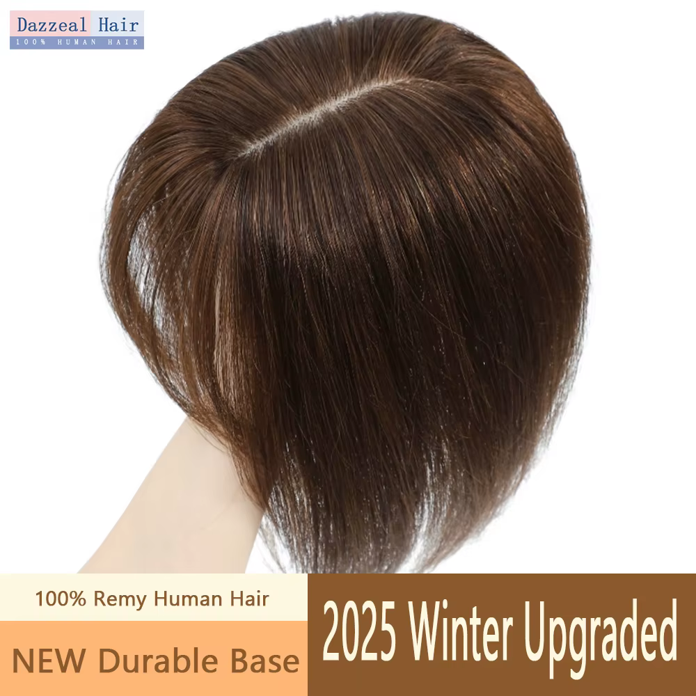 Extensions capillaires 100 % naturelles pour femmes avec frange, noires et brunes, à clipser, base e