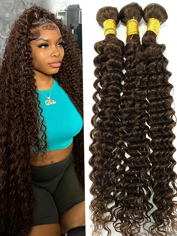Extensions de cheveux humains Deep Wave, 1/3/4 paquets, tissage de cheveux brésiliens bruts, bouclés