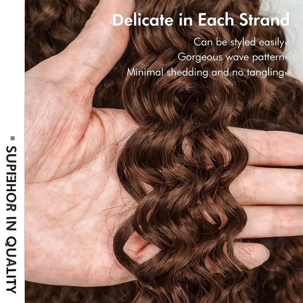 Nexora Cheveux Humains au Crochet Brun Chocolat Ondulations Profondes et Ondulations d'Eau Pré-boucl