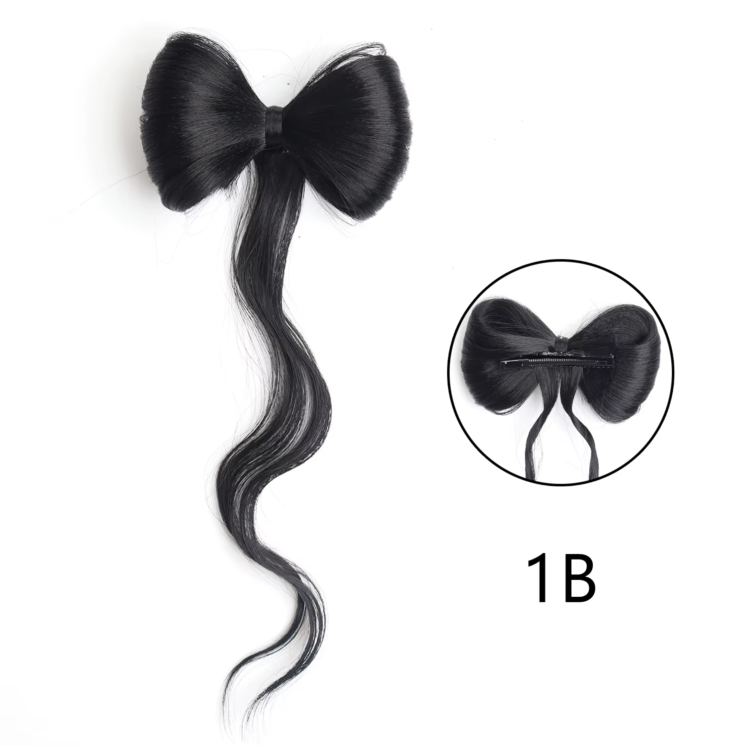 Extensions capillaires synthétiques en forme de pince à griffes avec nœud papillon, accessoires capi