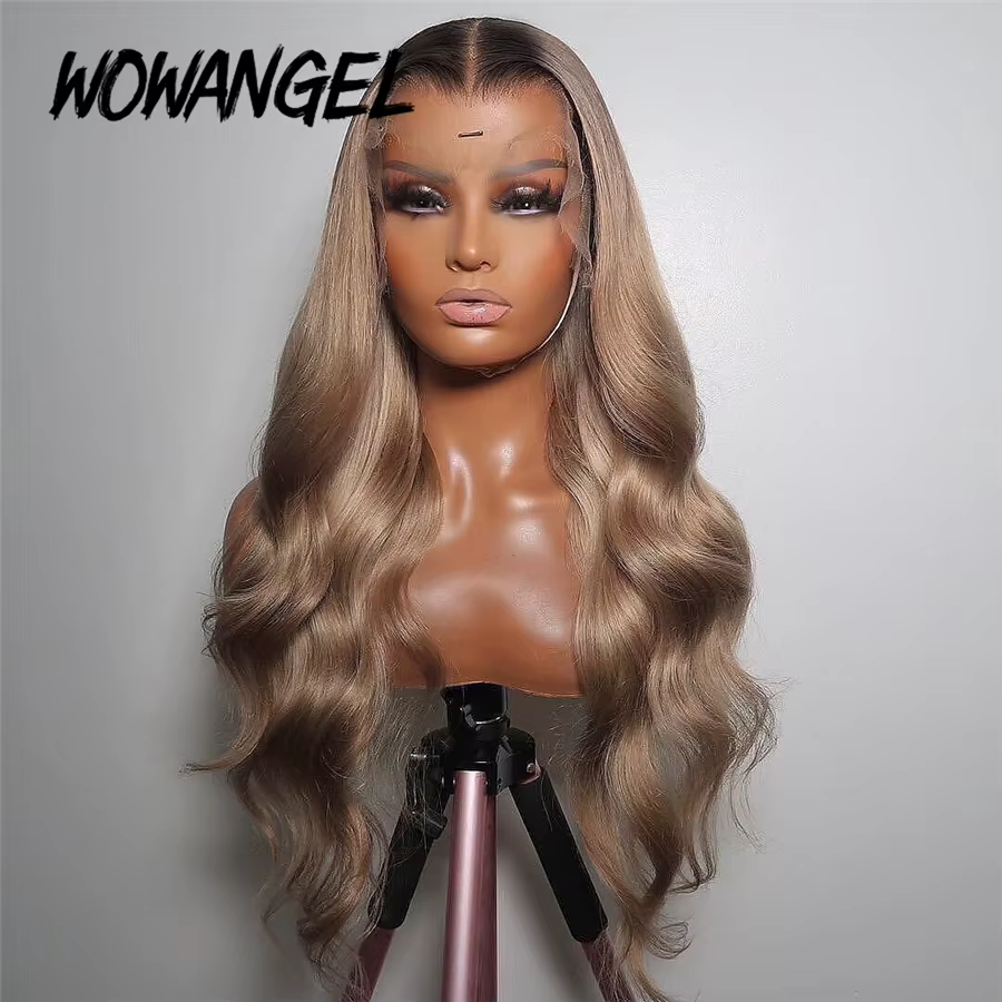 34inch Ash Blonde Body Wave Real HD Lace Front Perruque de cheveux humains Melt Skins 13x6 Full Lace
