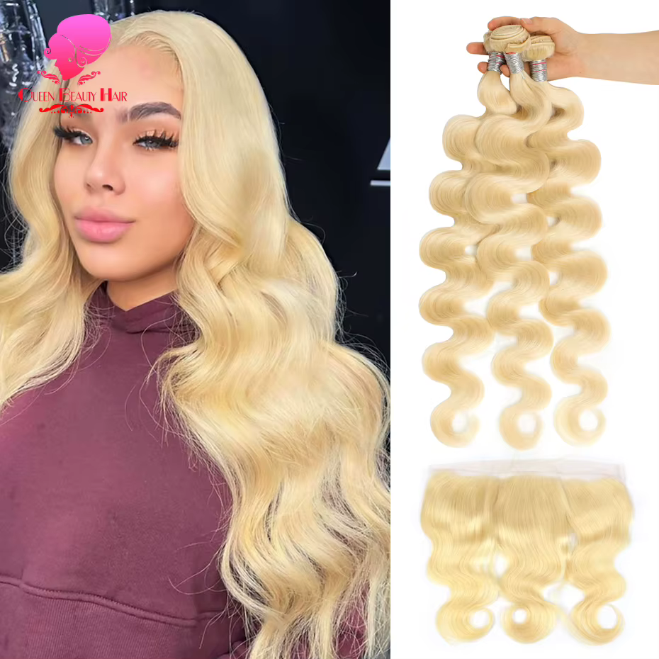 13x4 13x6 Hd dentelle frontale avec paquets de cheveux humains 40 pouces Extensions de cheveux 613 b