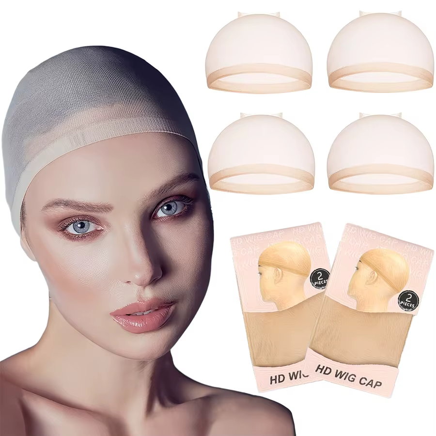Lot de 2 bonnets de perruque unisexes HD invisibles, doux, respirants, couleur chair naturelle, ajus