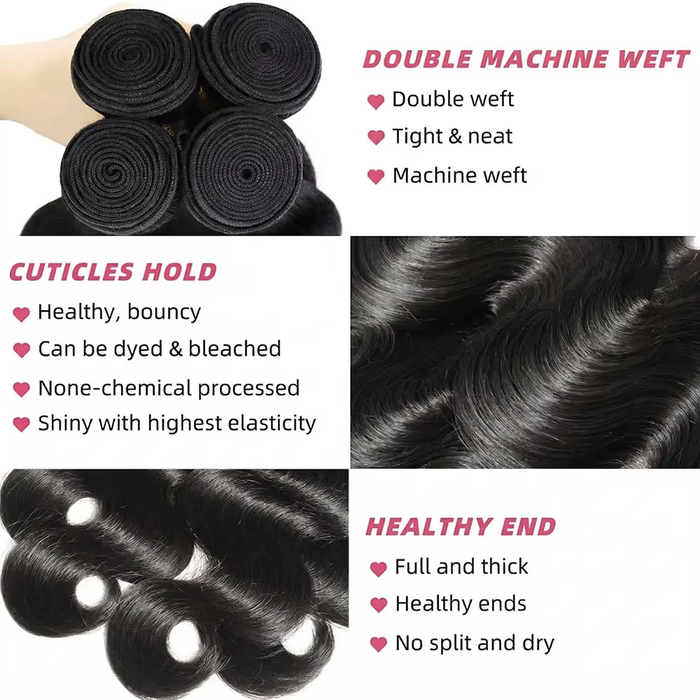 MSMV 15A Extensions de Cheveux Humains Ondulés Naturels Brésiliens en Paquets de 1/2/3/4 Pièces