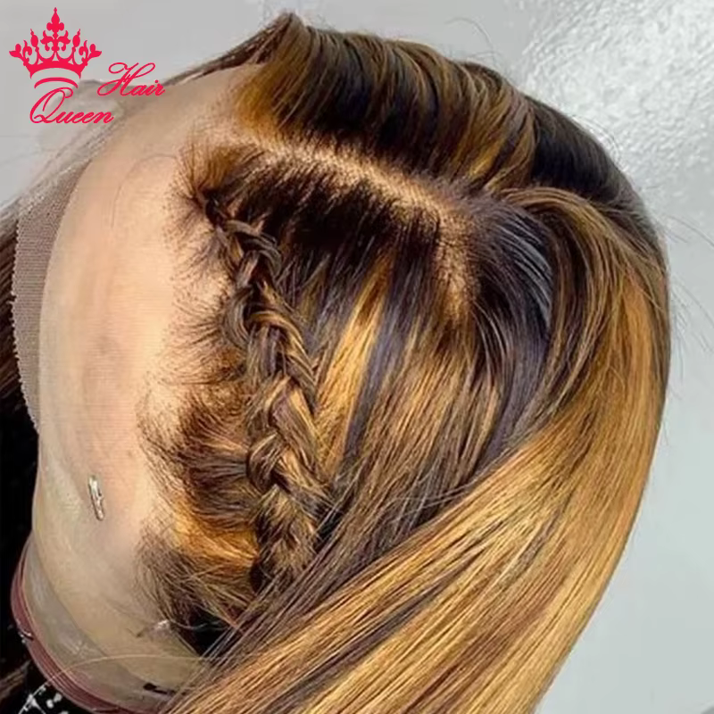 Queen Hair HD Highlight Bob Wig P4/27 100% virgin human hair Bone Straight Human Hair 13x6 13x4 Lace