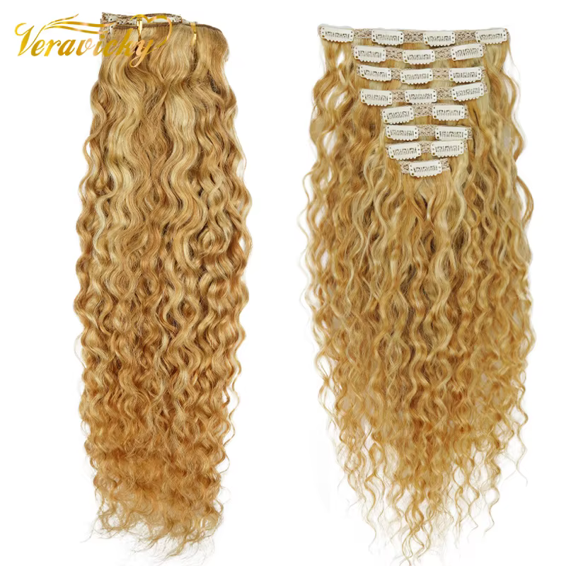 Veravicky-Extensions de Cheveux Naturels Bouclés à réinitialisation, Fabriqué à la Machine, Vrais Ch